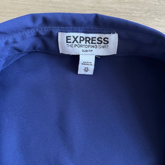 Express the Porto Fino shirt slim fit Blue Blouse Button Up SZ XS - Picture 4 of 7